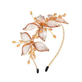 IYOU Flower Copper Wire Headbands Gold Crystal Bridal Hair Bands Sparkly Rhinestone Handmade Headpiece Vintage Party Prom Wedding Hair Accessories for Women