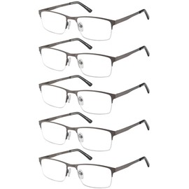 EYECEDAR EYECEDAR 5 Stuks Lesebrille Herren Anti-blaues licht Halbrahmen rechteckig Federscharniere Lesebrille 1,00