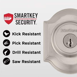 Kwikset Montara Front Door Lock Handle and Deadbolt Set, Entry Handleset Exterior with Interior Door Knob, Satin Nickel, Pick Resistant SmartKey Rekey Deadbolt Security
