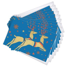 Wright Home & Gift Reindeer & Snowflakes Vintage Retro Holiday Greeting Cards | 20 Pack Bulk Set + 20 Envelopes (4x6)