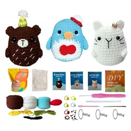 Xinpinzhou Crochet Kit for Beginners Adults Kids, Animal Bear Penguin Cat Easy Diy Beginning How Learn to Crocheting Starter Set Advanced Crochetta Chrochet Crafting Knitting Crafts Adults Hobby Women