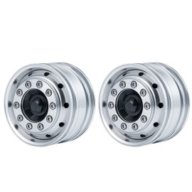 AXspeed Metal front rims, 2 pieces wheel hubs for 1:14 Tamiya trailer tractor car accessories, Silver