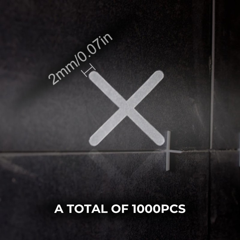 Hadley Tile Spacers, 2mm, 1000-Pack, for Professional Tiling Projects