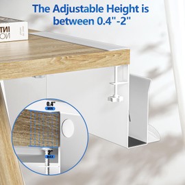 Litwaro Desk Side Storage, Laptop Holder for Standing Desk Accessories, Hanging Desk Organizer with Magnetic Pen Holder, Under Desk Storage for Office - White