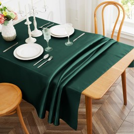 Cobedzy 1 Pack Dark Green Satin Tablecloth, 58 x 102 Inches Rectangle Table Cover,Smooth Fabric Satin Table Cloths,Luxury Silk Tablecloth for Party Wedding Dinner Restaurant