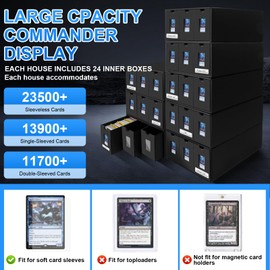 ATPWONZ Trading Card Storage Box, 24000+ Cards Storage Box for Commander Display, Trading Cards Organizer with 72 Card Dividers, Labels & Tapes, Visible Card Deck Box for TCG MTG PTCG Sport Cards