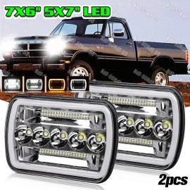 Unbranded Pair 5x7 7x6" LED Headlights High/Low Beam For Dodge W150 W250 Ramcharger Ram 50