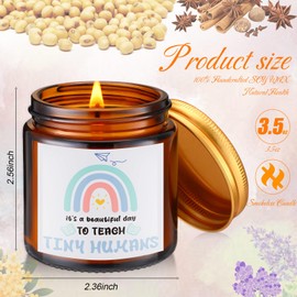 MTLEE 12 Pcs Teacher Appreciation Gift Bulk 3.5oz Scented Soy Wax Fragrance Thank You Candle Aromatherapy Jar Inspirational Candle for Thank You Teacher Back to School Gift, 12 Style (Rainbow,Brown)