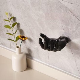 SquarezhenBo Black Wall Hooks,Funny Unique Hand Shape Wall-Mounted Hanger Hook Home Kitchen Bath Storage Hooks,Decorative Black Key Rack,Key Hanger for Unique