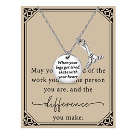SEIRAA Hockey Stick Jewelry Ice Hockey Player Necklace Skate with Your Heart Pendant Hockey Team Necklaces (when your legs neck)