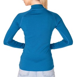 MERIWOOL Womens Base Layer 100% Merino Wool Midweight 250g Half Zip Sweater for Women Electric Blue