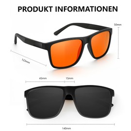 Chritice Men's Polarised Sunglasses, Pack of 2, Polarised Sunglasses, Men's Large UV 400 Protection, Driving, Travel, Outdoor Sunglasses, Black, Red, Blue Lenses, A Black+Red