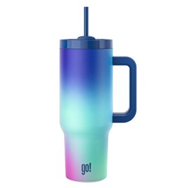 go! 40 oz Tumbler with Handle and Straw | Leakproof Triple Insulated Tumbler with Lid and Straw | Made of Stainless Steel | Cup Holder Friendly | Multi Cool Rainbow Ombre