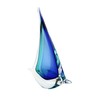 Murano Glass Design Crystal Sailboat Aqua Blue 10" Ht. 9"