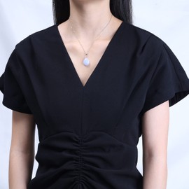 GAVU - Collar de plata de ley 925 con cristales curativos, Piedra, piedra de ágata de encaje azul