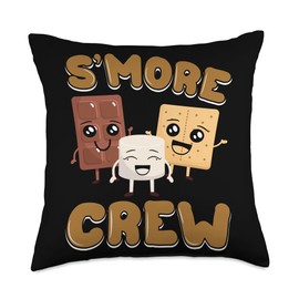 S'more Crew Boys Girls Cute Marshmallow Chocolate Cracker Throw Pillow