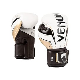 Venum Unisex Adult Elite Evo Boxing Gloves, White/Gold/Black, 10 Oz US