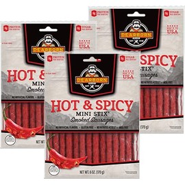 Dearborn Brand Hot & Spicy Mini Sticks (6oz Bags, 3-Pack) : Bite-Sized Blazin' Beef Snacks for On-the-Go Flavor Adventures!