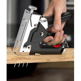 Gun Tacker Hand Tacker Set, Strong Type, Manual Type, Compatible with Co-shaped, U-Shaped and I-Type Replacement Needles, DIY, Wire Fixing, Wood Backing, Carpenters, Staple Remover, Storage Box, 3