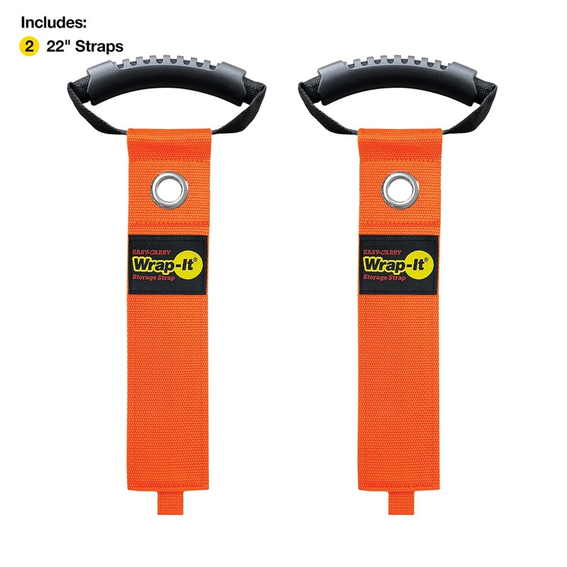Easy-Carry Wrap-It Storage Straps - 22” (2-Pack) Blaze Orange –