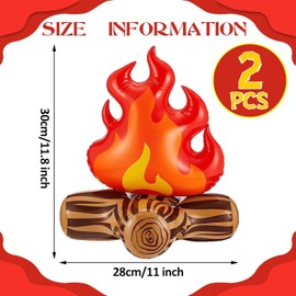 BLMHTWO Pack of 2 Inflatable Campfires, 30 cm Inflatable Fire 3D Party Campfire Decoration for Parties, Camping, Galas