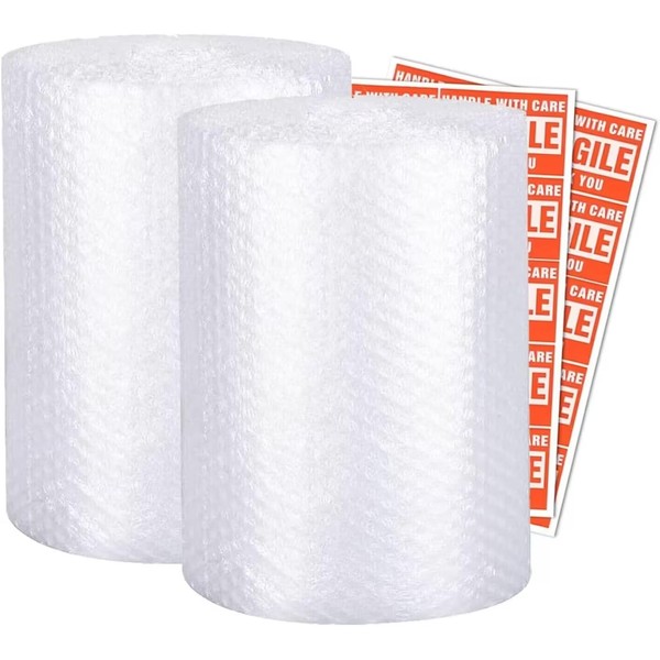 2-Pack Bubble Cushioning Wrap Rolls For Moving Boxes, 3/16" Air