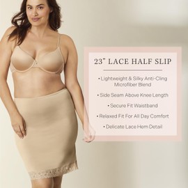 Jones NY Women's Silky Touch 23 Anti-Cling Knee Length Half Slip, Nude, Small