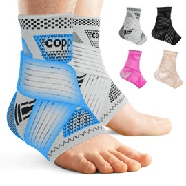 DRNAIETY Copper Ankle Brace for Men & Women - (1 Pair) Adjustable Ankle Compression Sleeve, Compression Support for Plantar Fasciitis, Achilles Tendonitis, Foot Pain, Swelling - Everyday Use(Grey,XL)