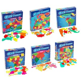 GeoToys GeoPuzzle, Country-Shaped Jigsaw Puzzles Set of 6, Geography Puzzle, Geography Game & Map Puzzle - Jigsaw Puzzles for Kids Ages 6-9 Years Old