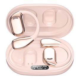 TAKADODO Audífonos Inalámbricos Deportivos, 60H Auriculares Bluetooth 5.4 HiFi Estéreo con HD Micró,Pantalla Digital led,Impermeable IPX5, para Correr, Juego, Entretenimiento, Escuchar música (Rosa)