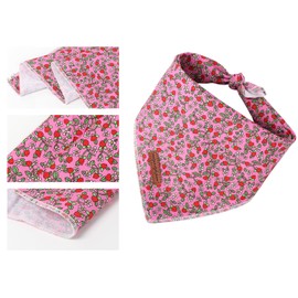 Unique style paws Summer Dog Bandanas Pet Pink Scarf for Boy and Girl Strawberry Premium Durable Fabric Colorful Green Kerchief for Medium and Large Dogs S