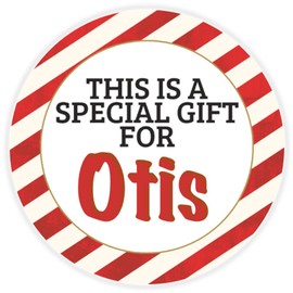 This is a Gift for Otis - Circle Sticker Decal 3 Inch - Candy Cane Merry Christmas Gift Tag Present Tree Holiday Custom Name Santa Claus