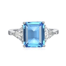Ladies Must Have Couple Engagement Ring 925 Silver Gemstone Ring Square Birthstone Zircon Ring Exquisite (12.5)