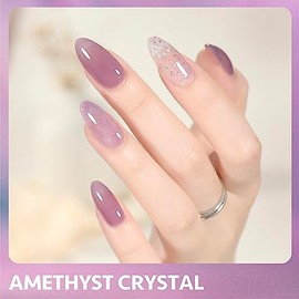 GAOY- Esmalte de uñas en gel Jelly Nude Purple, 16 ml, translúcido, neutro y transparente, secado con luz ultravioleta