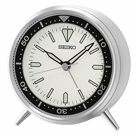 Seiko QXE065SLH Heritage Design Watch Face Aluminum Bedroom Alarm Clock, Silver, 4 Inch
