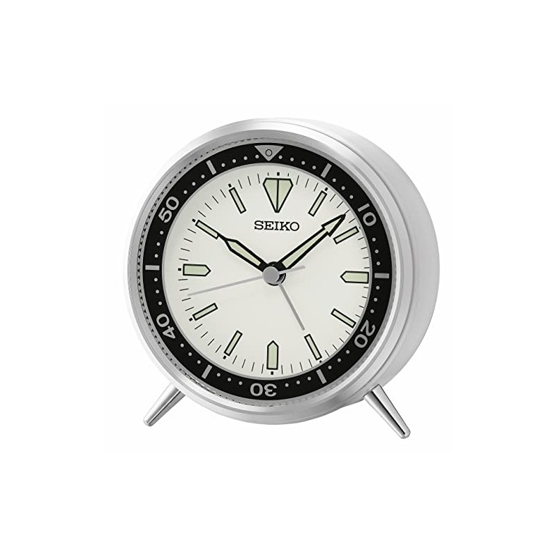 Seiko QXE065SLH Heritage Design Watch Face Aluminum Bedroom Alarm Clock,