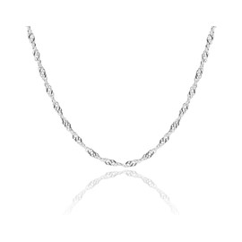 SA Chains 1mm Sterling Silver 925 Italian Singapore Rope Twisted Curb Link Chain Necklace Chocker Bracelet Anklet with Spring Ring Clasp - inch 28"/70cm
