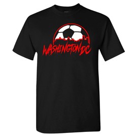 Washington DC Soccer Skyline Men's Fan T-Shirt (Black Shirt,5XL)