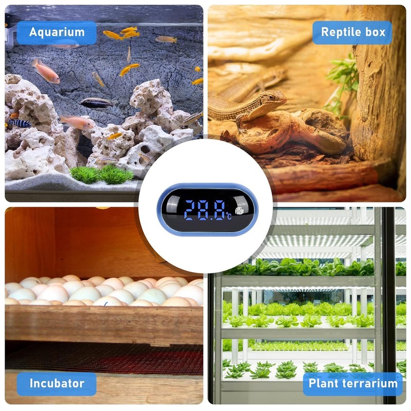 Hsthe Sea Fish Tank Thermometer with Touch Screen Function LED