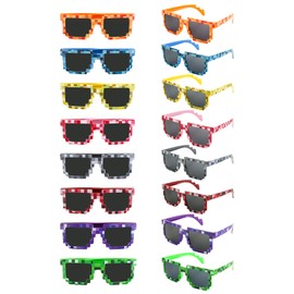 ADARRO 16 Pack Pixel Sunglasses, Vedio Game Style Glasses Party Favors in 8 Colors for Birthday Parties Photo Props