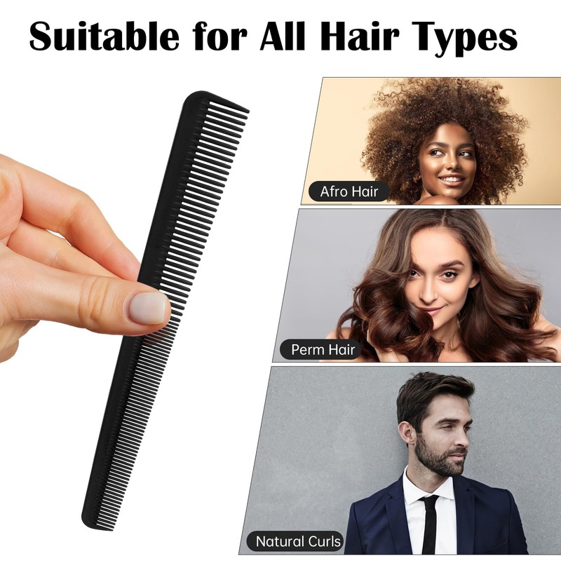 Carbon Fiber Cutting Comb, Fine and Wide Tooth Barber Comb,