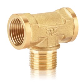 Nutmanel Brass T-piece 1/2 inch, brass T-piece, female thread/female thread, brass fittings for pipe connections