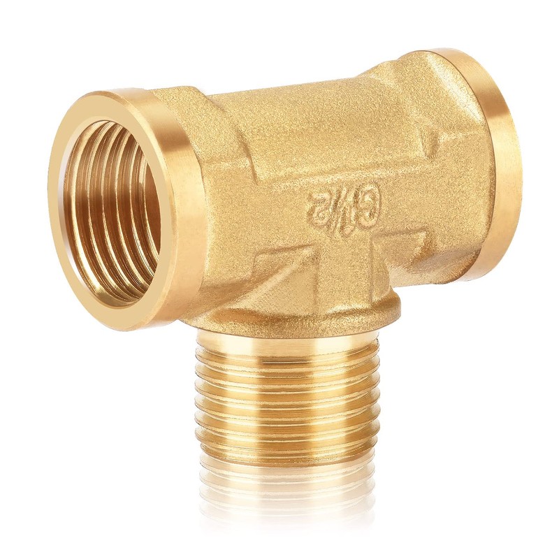 Nutmanel Brass T-piece 1/2 inch, brass T-piece, female thread/female thread,