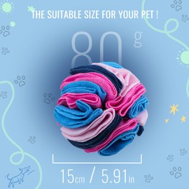 Larimuer Pet Snuffle Ball, Puzzle Sniffing Interactive Dog Ball for Blind Dogs Training Stress Relief Dog Enrichment Toys Treat Ball Machine Washable (Royal Blue, 15cm)