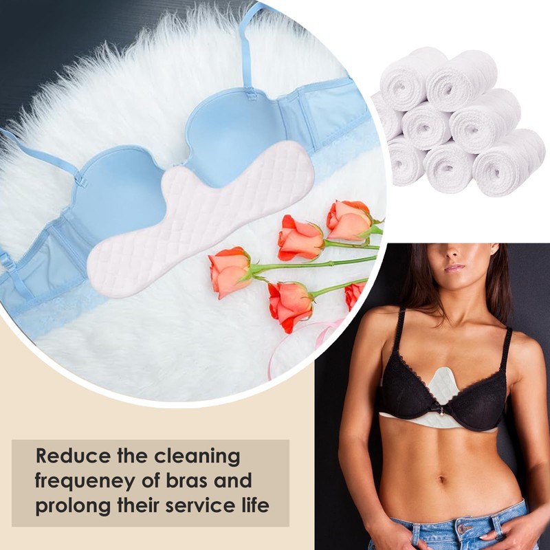 CECOMBINE 10 Pcs Cotton Bra Liners Under, Reusable Under Bra