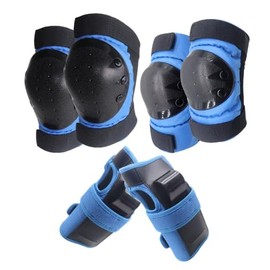 Schützer Set,Kinder Schutzausrüstung Set 6 in 1 – Knieschoner,Ellenbogenschoner,Handgelenkschoner für Kinder – Verstellbar– Schützer Set für Inliner,Skateboard,Roller,Scooter,Radfahren (Blau, M)