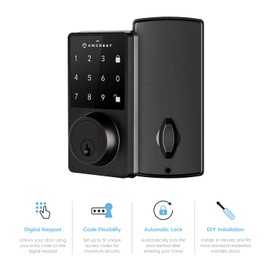 Amcrest Keyless Entry Door Lock Deadbolt, Digital Door Locks with Keypads, Smart Lock, Electronic Keypad Door Knob Cylinder Deadbolt, Automatic Locking, Heavy Duty Commercial Grade ADL220-B