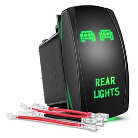 GOOACC GOOACC Rear Lights Rocker Switch Led Light Bar Switch 5Pin Laser On Off switches Green 20A 12V 10A 24V Switch with Jumper Wires Set for Cars Trucks RVs,2 Years Warranty