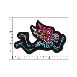 Patchwork Paradise Lucha Libre Skeleton Angel Sugar Skull Embroidered Iron On Patch DIY Applique