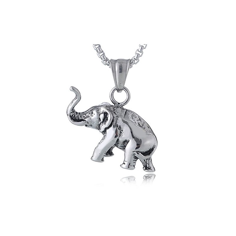 DonDon Men's Necklace 52 cm with Elephant Lucky Pendant Stainless
